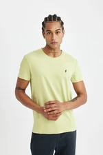 DEFACTO Fit Men's Yellow Slim Fit Slim Cut Crew Neck Sports Short Sleeve T-Shirt