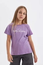 DEFACTO Girls Crew Neck Text Printed Short Sleeve T-Shirt