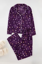 Trendyol Purple Galaxy Patterned Viscose Woven Pajama Set