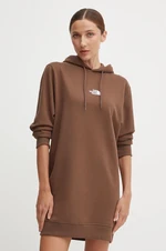 Bavlnené šaty The North Face Zumu Hooded Dress hnedá farba, mini, oversize, NF0A89F81OI1