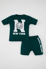 DEFACTO Baby Boy Printed Short Sleeve T-Shirt Shorts 2-Piece Set