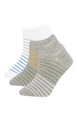 DEFACTO Size 3-Pack Cotton Striped Ankle Socks