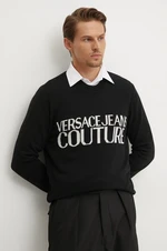 Vlnený sveter Versace Jeans Couture pánsky, čierna farba, 77GAFM01 CMH80