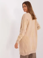 Beige patterned cardigan with pockets