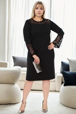 78581 Dewberry Spanish Sleeve Plus Size Dress-BLACK