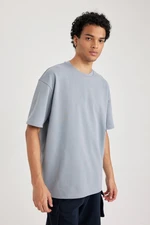 DEFACTO Oversize Wide Pattern Crew Neck Short Sleeve Heavy Fabric Basic Plain T-Shirt