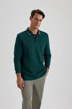 DEFACTO Regular Fit Polo Neck Pique Basic Plain Sweatshirt