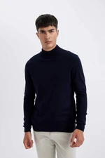 DEFACTO Men's Navy Blue Slim Fit Slim Fit Half Turtleneck Knitwear Sweater