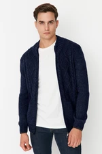 Trendyol Navy Blue FL Men's Regular Half Turtleneck Baklava Knitwear Cardigan