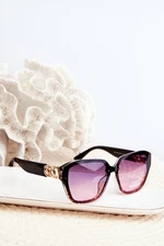 Women's sunglasses with gold detailing UV400 black and pink