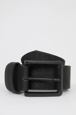 DEFACTO Men's Rectangle Buckle Faux Leather Belt