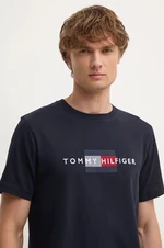 Bavlnené tričko Tommy Hilfiger pánske, tmavomodrá farba, s nášivkou, MW0MW36455