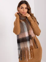 Brown-gray women's checkered scarf