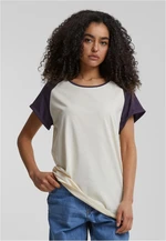 Women's T-shirt Contrast Raglan cream/purple