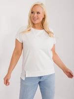 Ecru Casual Plus Size Blouse with Heart