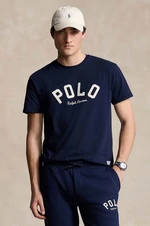 Bavlněné tričko Polo Ralph Lauren tmavomodrá barva, s aplikací, 710952043