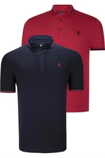 DOUBLE SET T8586 DEWBERRY MEN'S T-SHIRT-BURGUNDY-NAVY BLUE