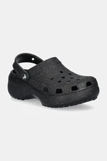 Pantofle Crocs Classic Platform Glitter Clog W dámské, černá barva, na platformě, 207241