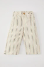 DEFACTO Baby Girl Wide Leg Striped Flamed Poplin Trousers