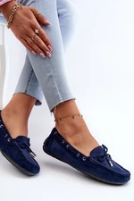 Women's suede loafers Navy Blue Si Passione