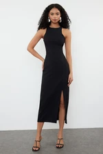 Trendyol Black A-Line Halter Neck Maxi Pencil Skirt Woven Dress