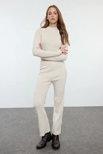 Trendyol Stone Crop Ribbed Finger Detailed Knitwear Bottom-Top Set