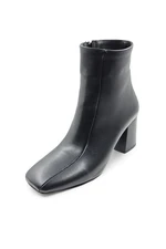 Trendyol Black Square Toe Block Heel Women's Ankle Boots