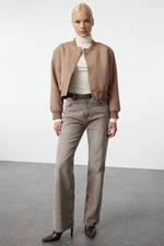 Trendyol Mink Oversize Crop Thin Bomber Jacket