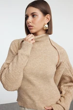 Trendyol Beige Soft Texture Bolerous Knitwear Sweater