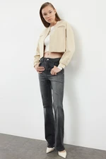 Trendyol Anthracite High Waist Flare Jeans