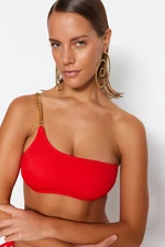 Trendyol Red One Shoulder Chain Accessory Bikini Top
