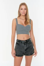 Trendyol Black Tasseled Denim Shorts