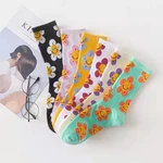 Top Cartoon Smiley Flower Thin Women's Socks Harajuku Kawaii Cotton Socks Japanese and Korean Style Breathable Casual Soft Socks