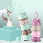 3/4Layer Bear Style Portable Baby Food Storag Box Multiple Openings Cereal Cartoon Infant Milk Powder Box Toddle Snack Container