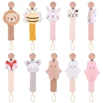 Kids Handmade Cartoon Cotton Baby Pacifier Chain Round Beech Baby Dummy Holder Clip For Nursing Teether Chew Toy Infant Products