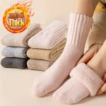 1 Pair New Winter Wool Warm Women Socks Super Thicker Solid Cashmere Socks Merino Wool Socks Against Cold Snow Sleep Terry Socks