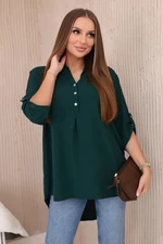 Blouse with a longer back - dark green