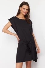 Trendyol Black Mini Knitted Tie Beach Dress