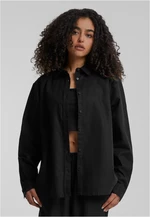 Women's linen mixed oversized shirt black
