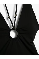 Koton Strapless Swimwear with Window Detailed Bead Detail with Metal Accessories.
