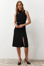 Trendyol Black A-line Degaje Collar Midi Woven Dress