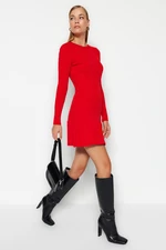 Trendyol Red Mini Knitwear Crewneck Dress