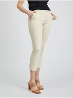 Beige women's cropped trousers ORSAY