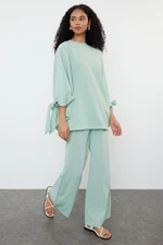 Trendyol Mint Bat Sleeve Woven Aerobin Tunic-Pants Set