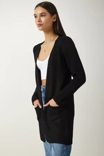 Happiness İstanbul Women's Black Pocket Knitwear Cardigan