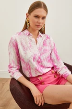 Olalook Women's Geometric Pink Patterned Woven Viscose Shirt