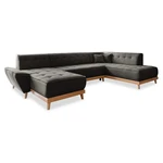 Ciemnoszara rozkładana sofa w kształcie litery "U" Miuform Dazzling Daisy, prawostronna