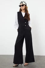 Trendyol Black Wide Leg Woven Jumpsuit with Pearl Detail at Waist