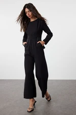 Trendyol Black Accessory Detailed Double Breasted Cut Woven Jumpsuit