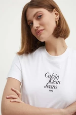 Bavlnené tričko Calvin Klein Jeans dámske, biela farba, J20J224890